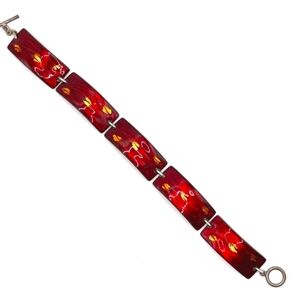 Marco Vintage Copper Red Enamel Bracelet 7"